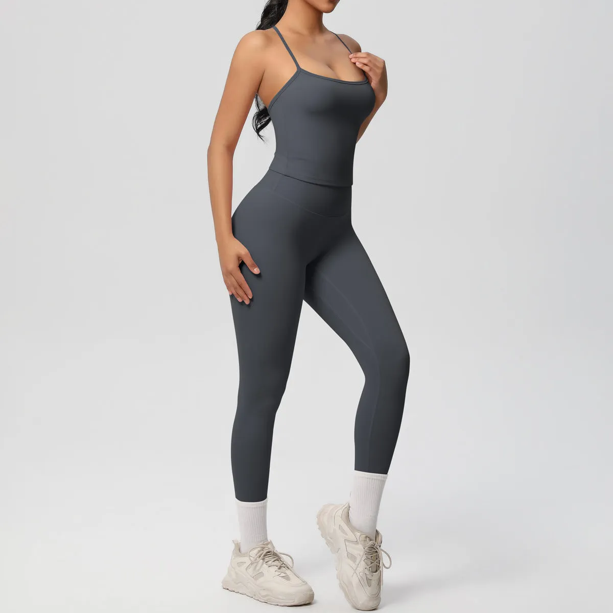Nude Feel High Waist Sling Leggings Yoga Set