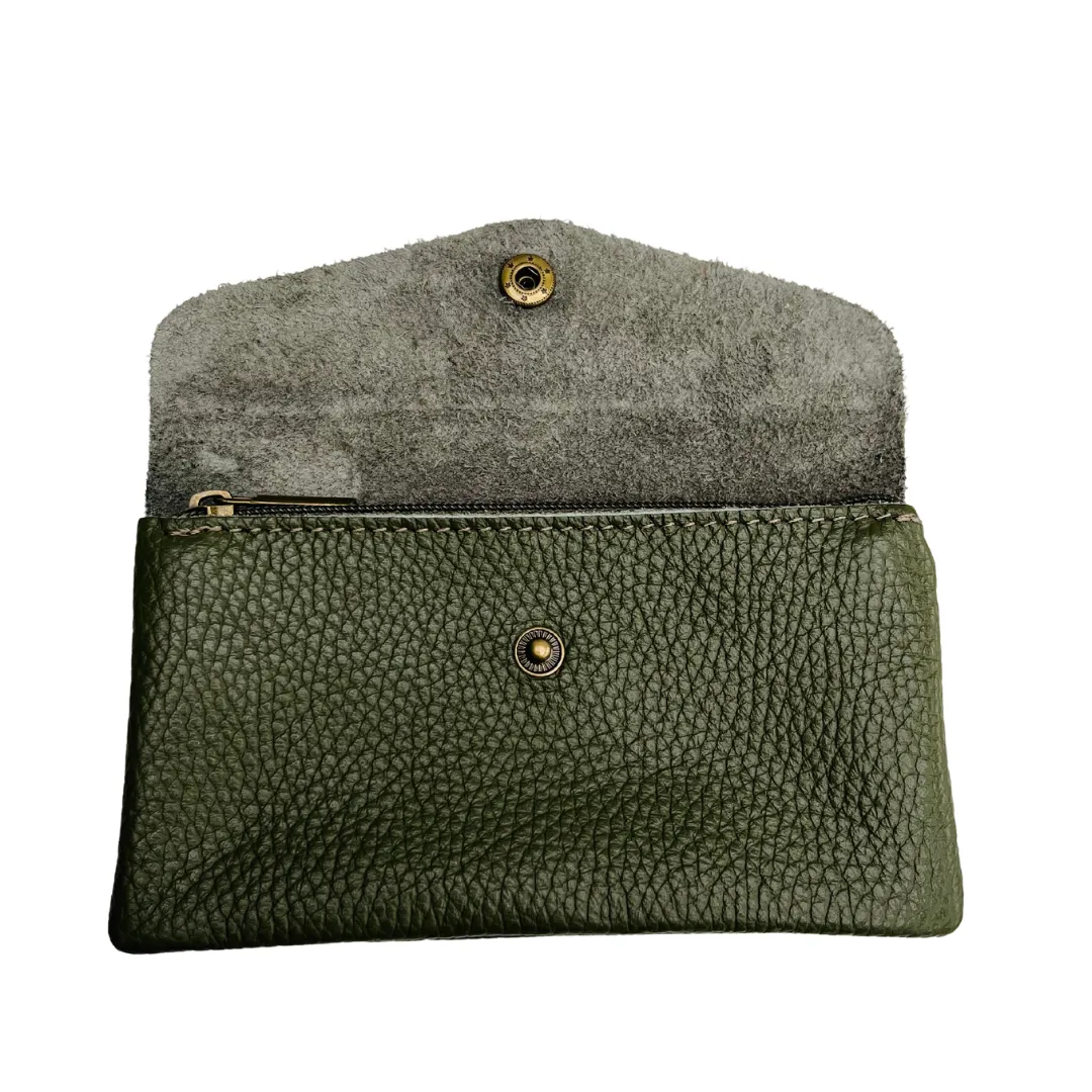 Olive Green Soft Leather Wide Purse