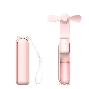 One94Store Mini Handheld Fan – Portable Folding Fan with Type-C Charging, 2000mAh Rechargeable Battery, 3-Speed Cooling USB Desk Fan for Home, Office, Travel, Kitchen, and Kids (Pink)