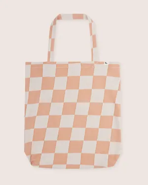 Orange Bold Check Print Tote Bag