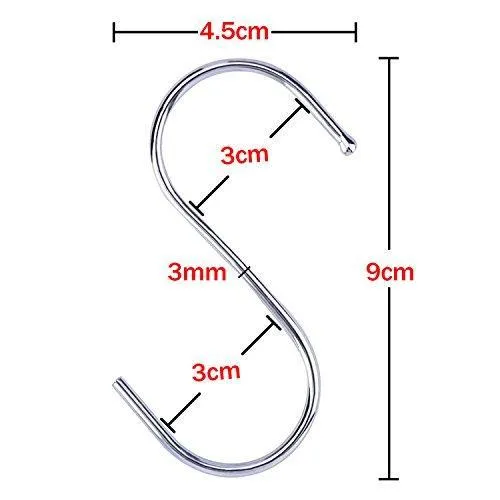 Outus S Shaped Hooks Hanging Hooks Hangers for Bathroom, Bedroom, Office and Kitchen (20 Pack)