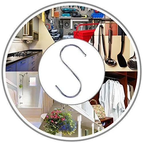 Outus S Shaped Hooks Hanging Hooks Hangers for Bathroom, Bedroom, Office and Kitchen (20 Pack)