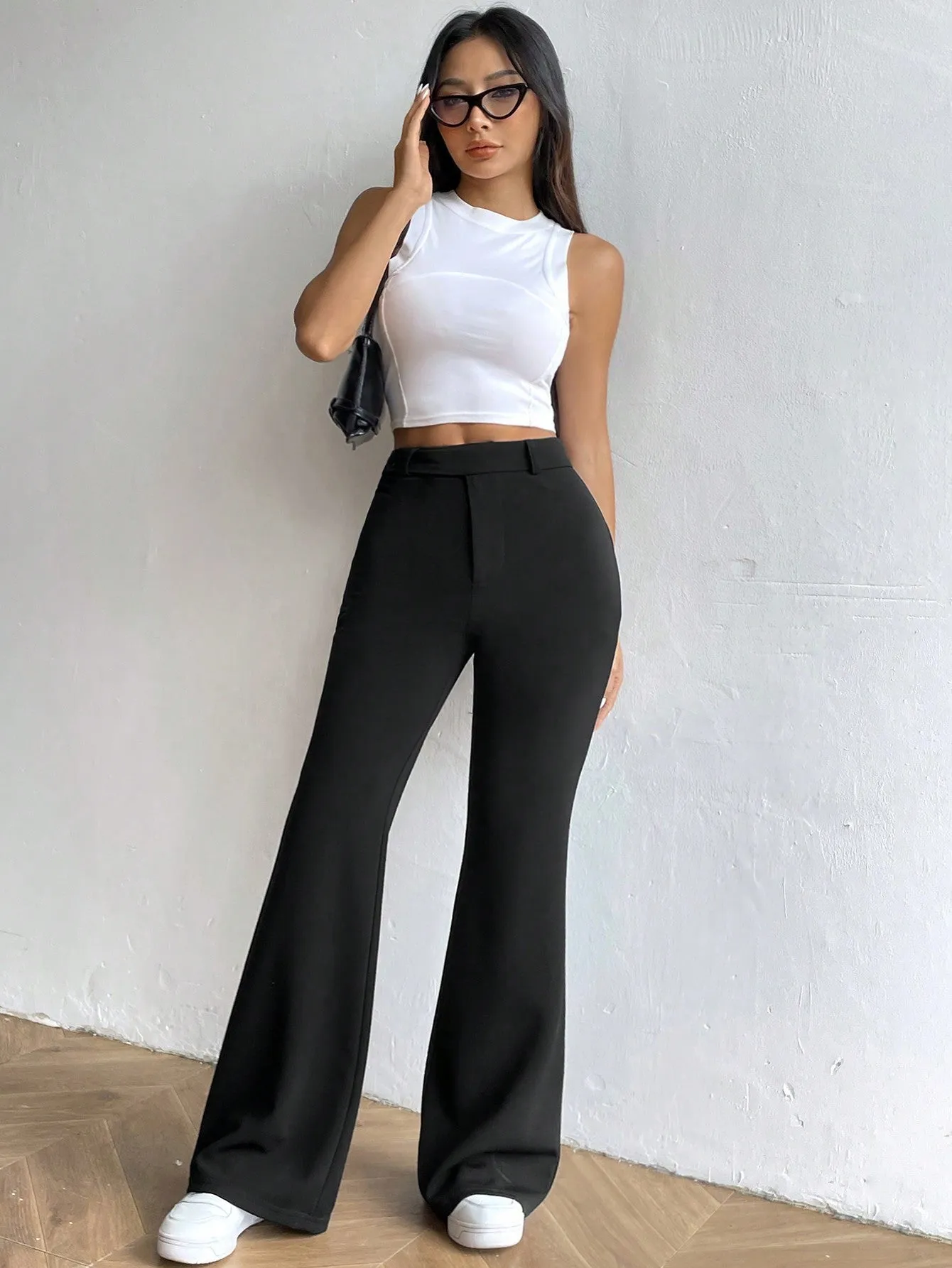 Pantalones Acampanados de Cintura Alta  CR