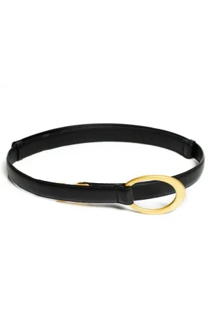 PAULA RYAN Hook and Oval Adjustable Belt - Black/Gold