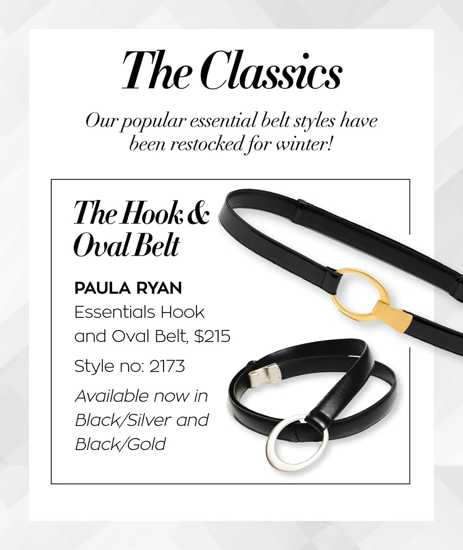 PAULA RYAN Hook and Oval Adjustable Belt - Black/Nickel