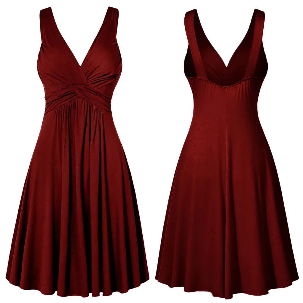 Plus Size Sling Pleated Slim Flare Skirt Dresses