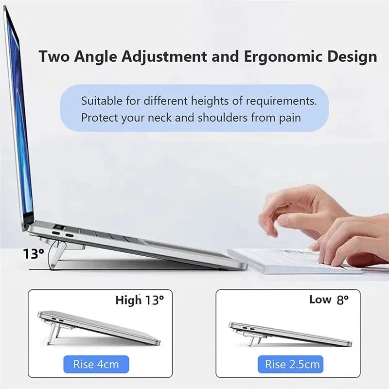 Portable Laptop Stand – Foldable Bracket with 2 Adjustable Angles Invisible Riser Stand