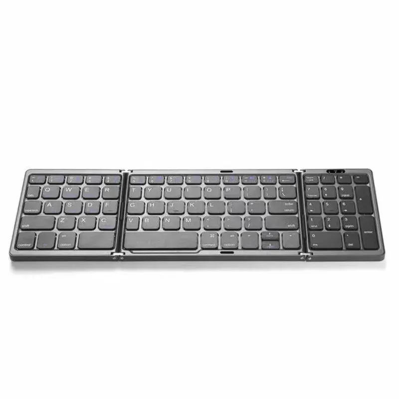 Portable Mini Three Folding Bluetooth Keyboard Wireless Foldable Keypad