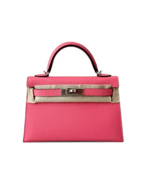 Pre-owned Hermès Mini Kelly 20cm Epsom Rose Azalée with Palladium Hardware