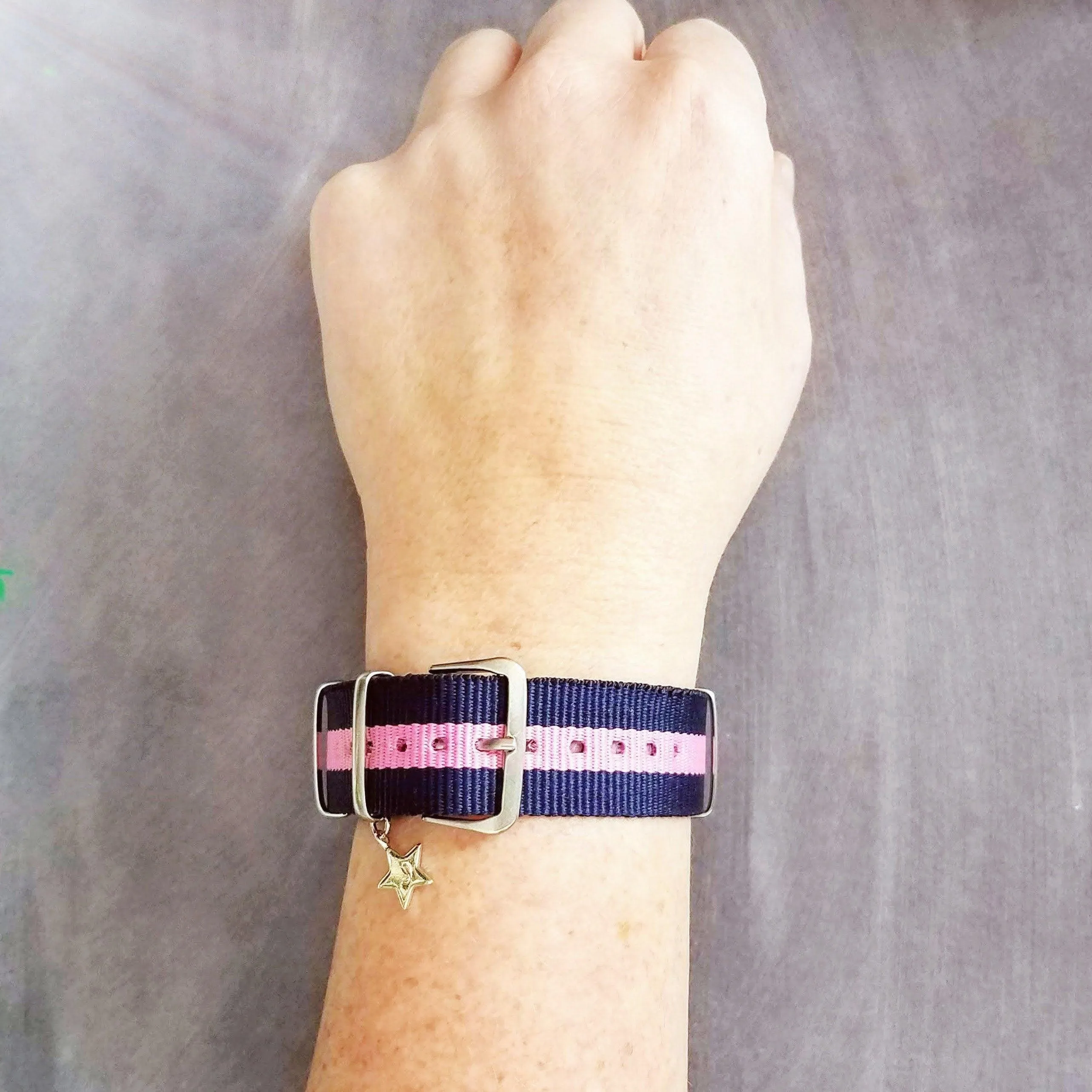 Preppy Stripe Bracelet, navy blue pink stripe bracelet, seatbelt bracelet, seat belt strap, personalized bracelet, initial star, trendy prep
