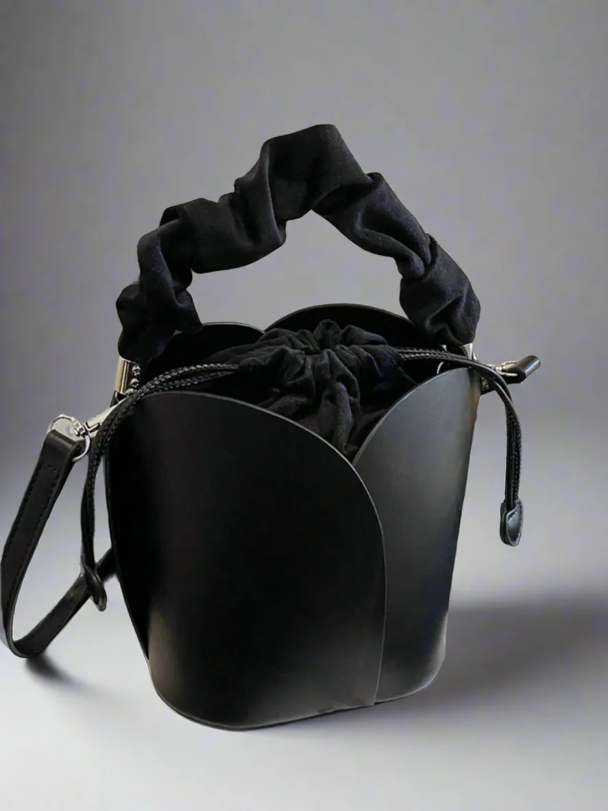 PU Leather Drawstring Bucket Bag