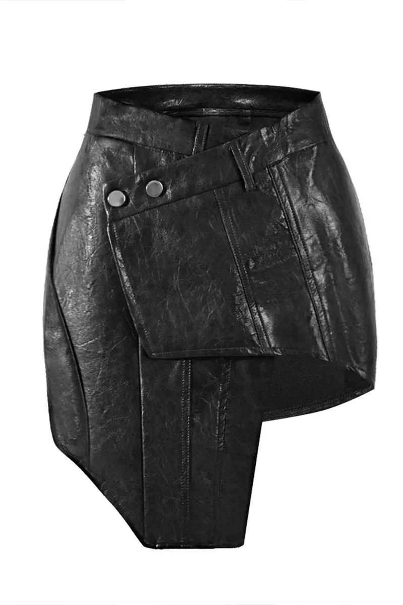 QNY4156 Faux Leather Mini Skirt