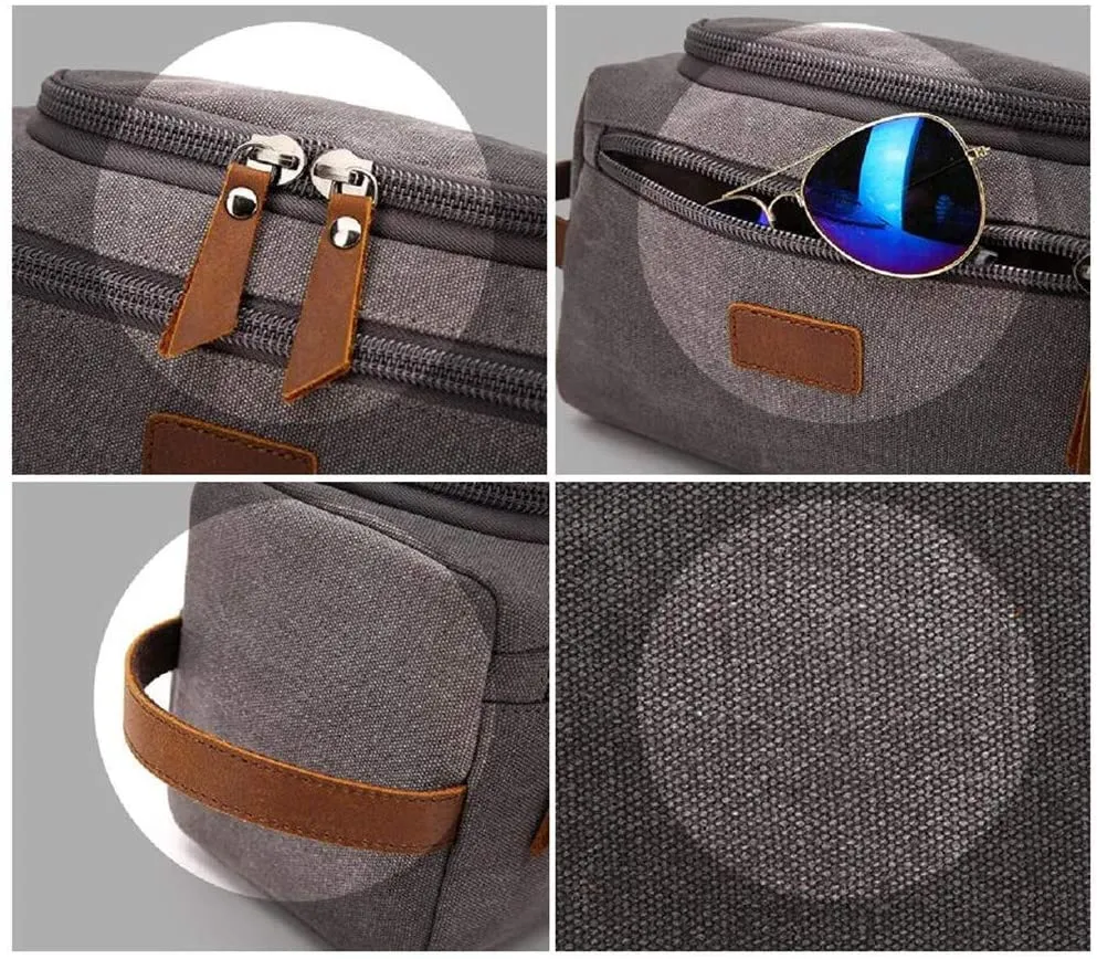 Realaiot Canvas Toiletry Bag for Men Wash Shaving Dopp Kit Women Travel Make UP Cosmetic Pouch Bags Case Organizer