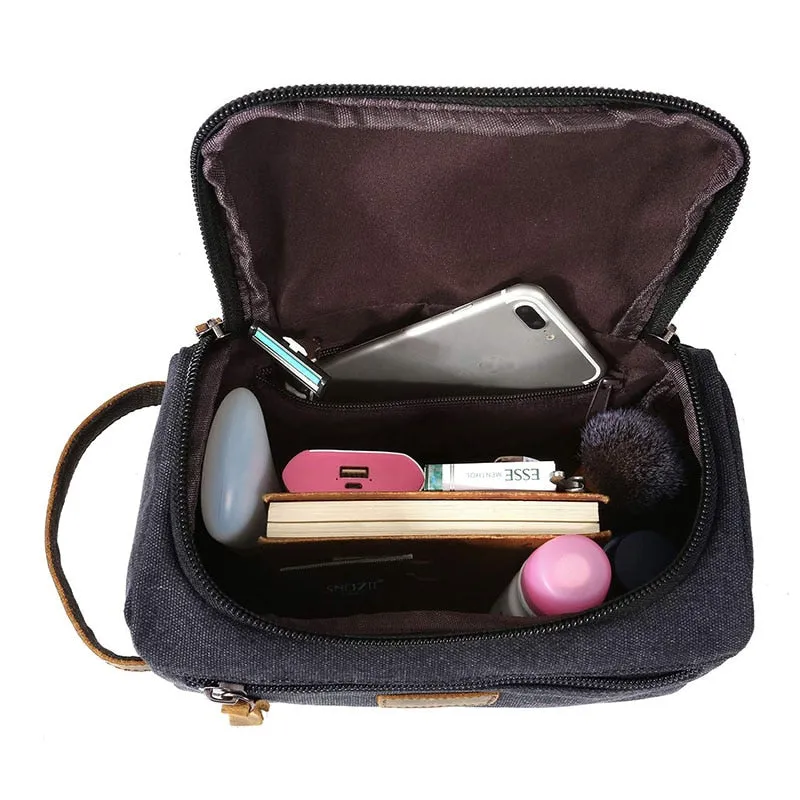 Realaiot Canvas Toiletry Bag for Men Wash Shaving Dopp Kit Women Travel Make UP Cosmetic Pouch Bags Case Organizer
