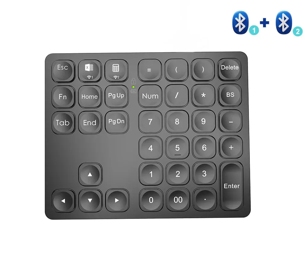 Rechargeable Dual Bluetooth Numeric Keyboard for iPad, Laptop