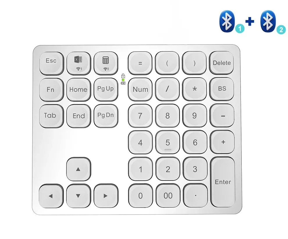 Rechargeable Dual Bluetooth Numeric Keyboard for iPad, Laptop