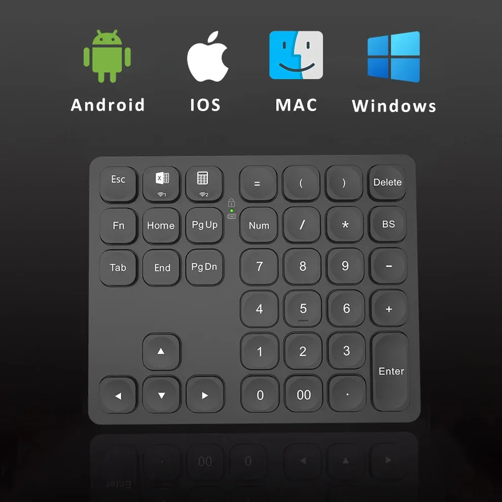 Rechargeable Dual Bluetooth Numeric Keyboard for iPad, Laptop