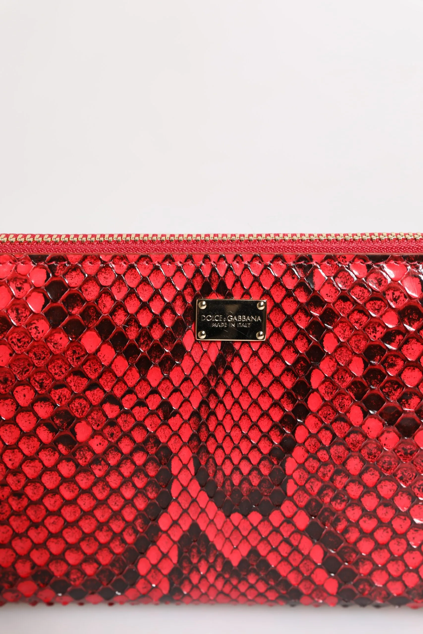 Red Exotic Leather Zip Around Continental Clutch Wallet