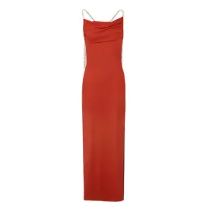 Red For Women High Waist Slim Dress