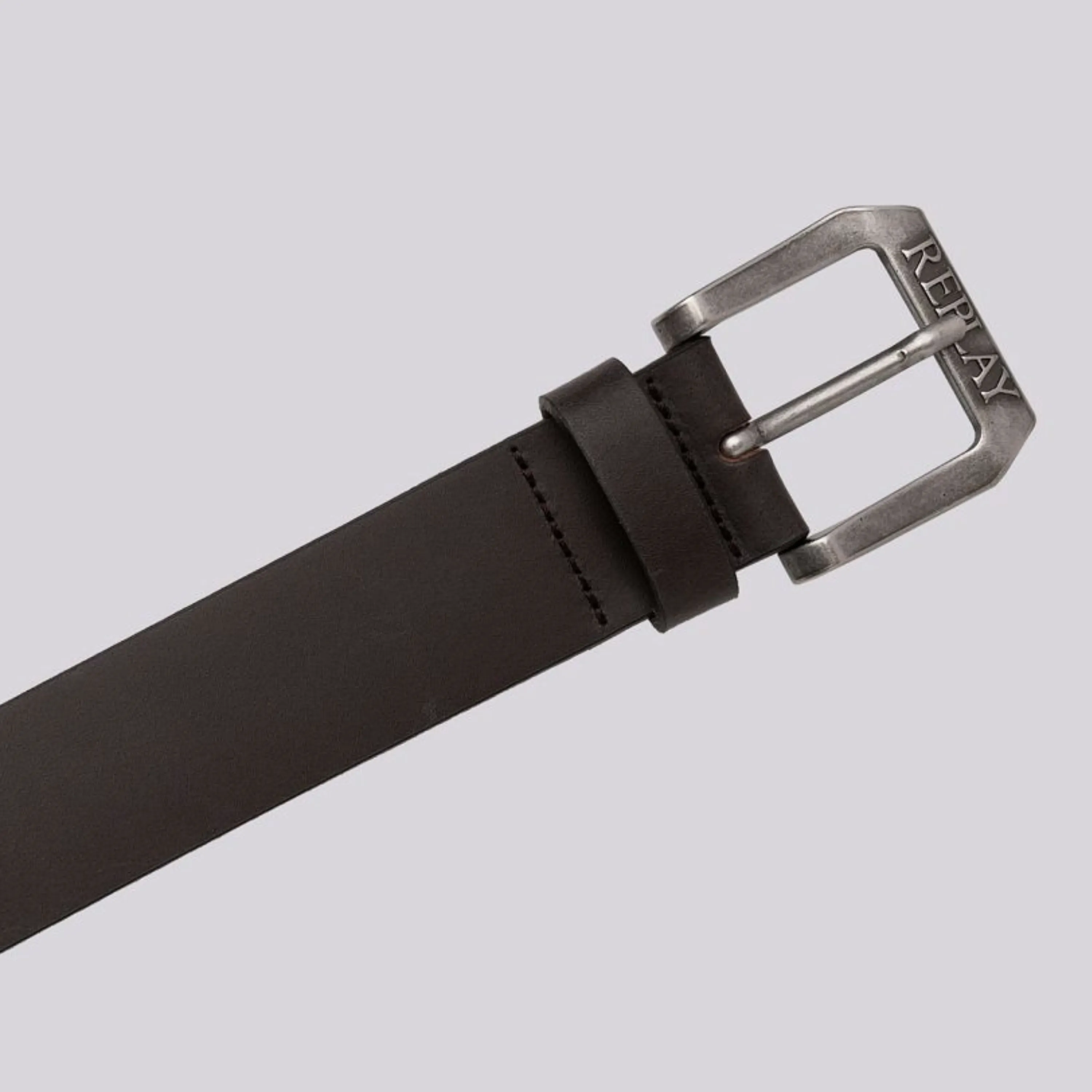 Replay Leather Belt With Logo - Black Brown