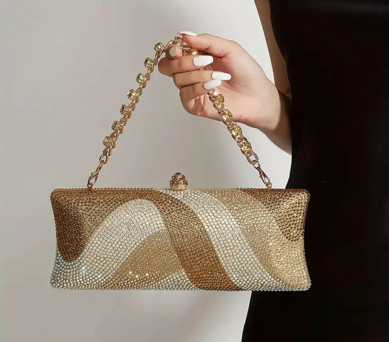 Rhinestone Embellishment Elegant Geometric Evening Clutch Bag