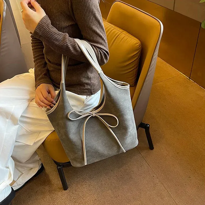 Ribbon Suede Tote