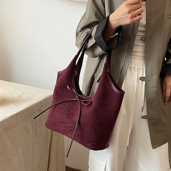 Ribbon Suede Tote