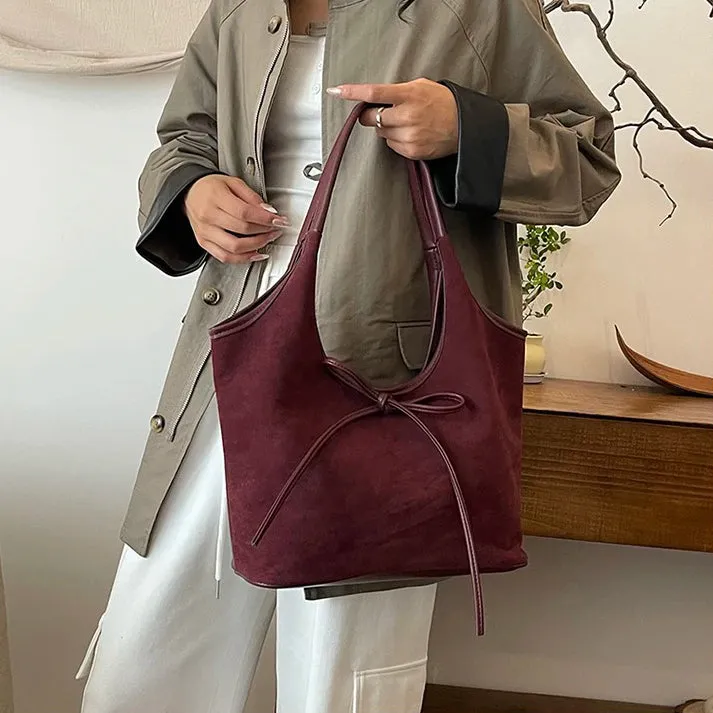 Ribbon Suede Tote