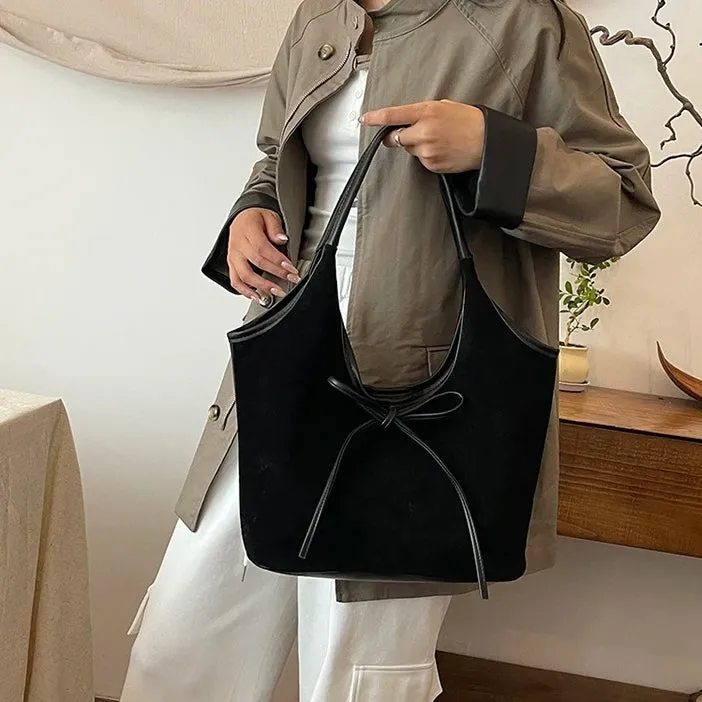 Ribbon Suede Tote