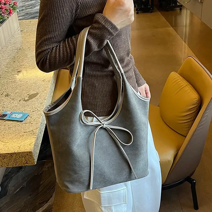 Ribbon Suede Tote