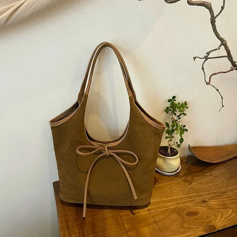 Ribbon Suede Tote