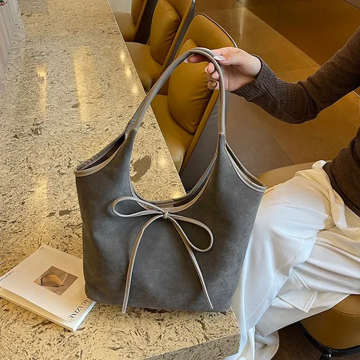 Ribbon Suede Tote
