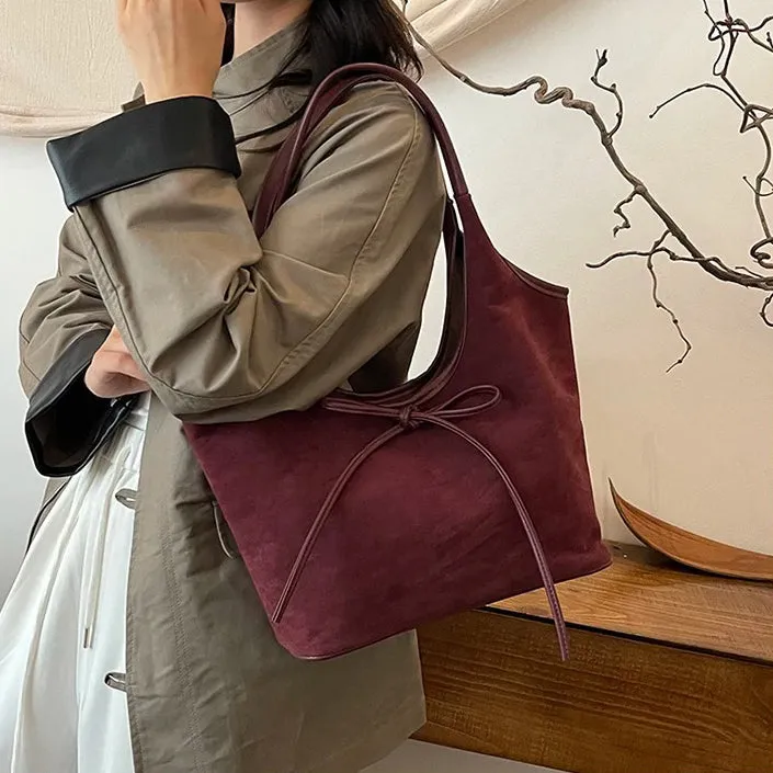 Ribbon Suede Tote
