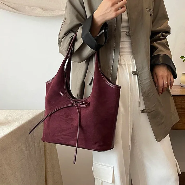 Ribbon Suede Tote