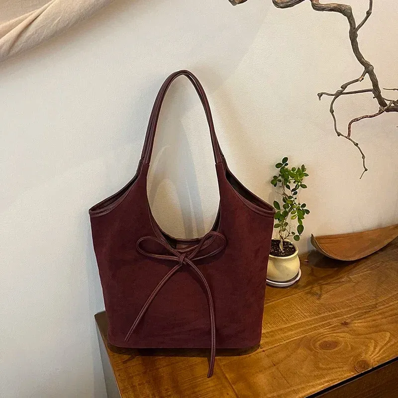 Ribbon Suede Tote