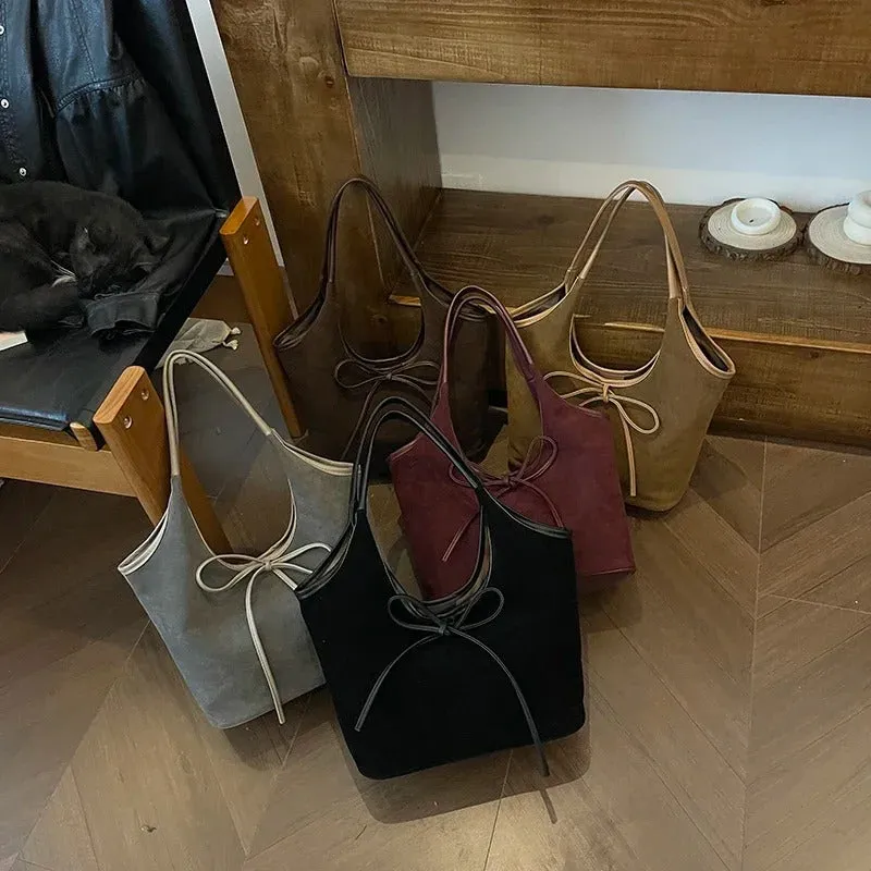 Ribbon Suede Tote