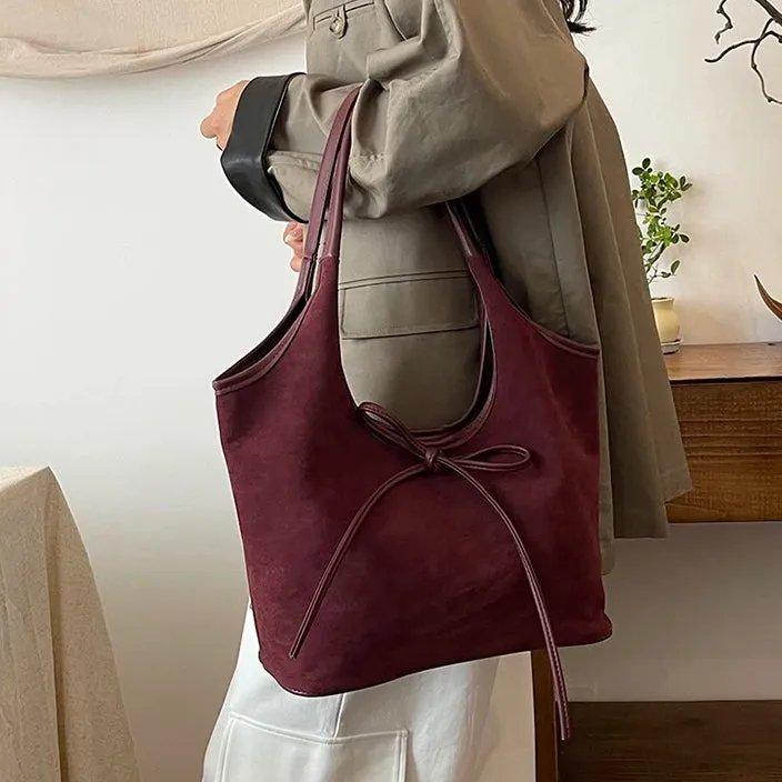 Ribbon Suede Tote