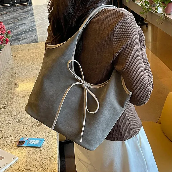 Ribbon Suede Tote