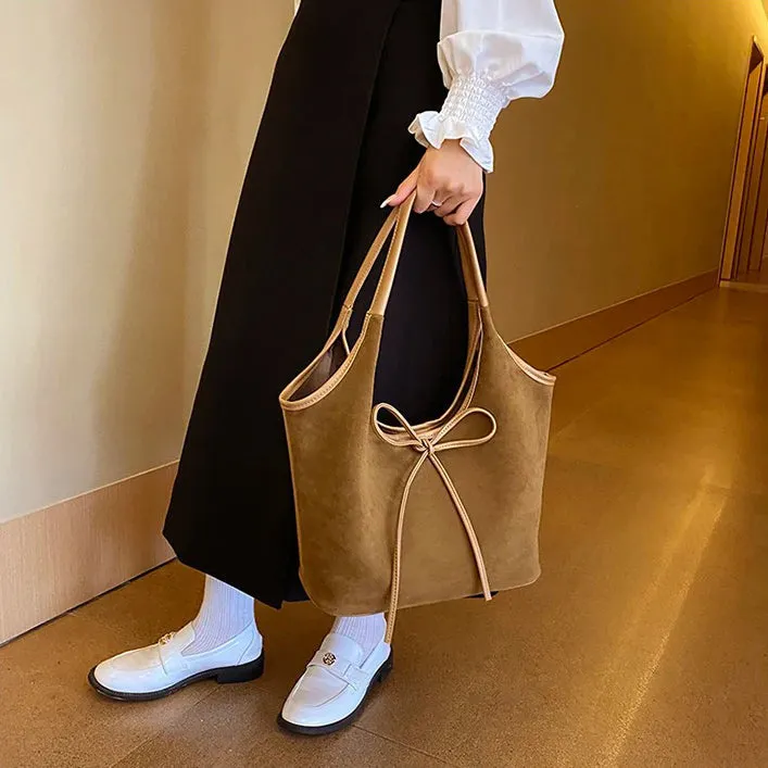 Ribbon Suede Tote