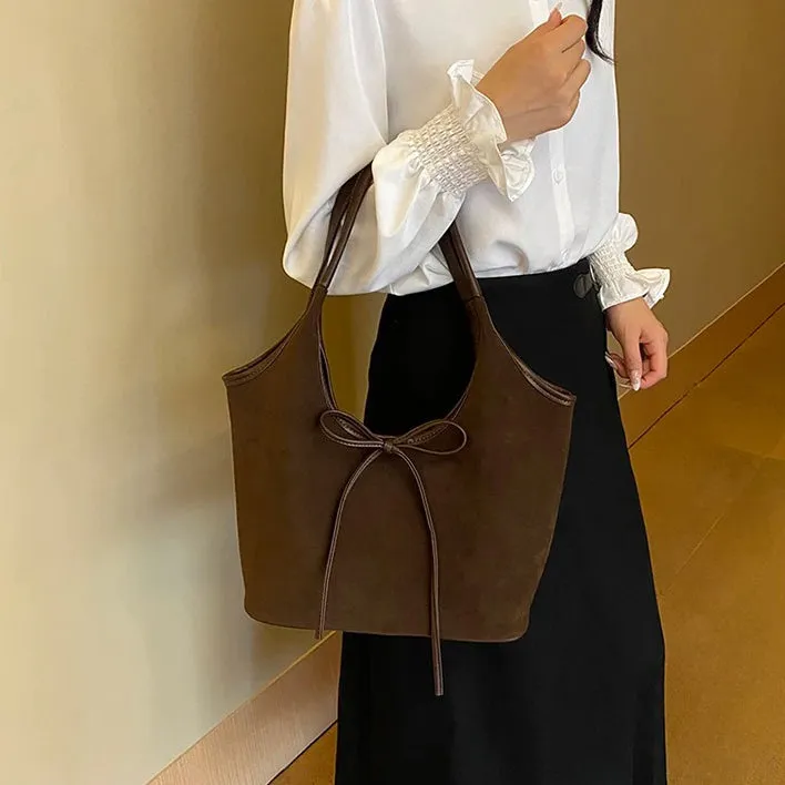 Ribbon Suede Tote