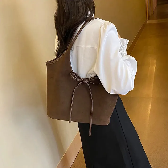 Ribbon Suede Tote