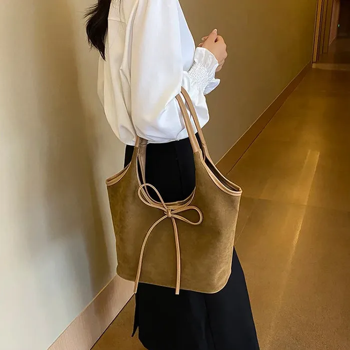 Ribbon Suede Tote