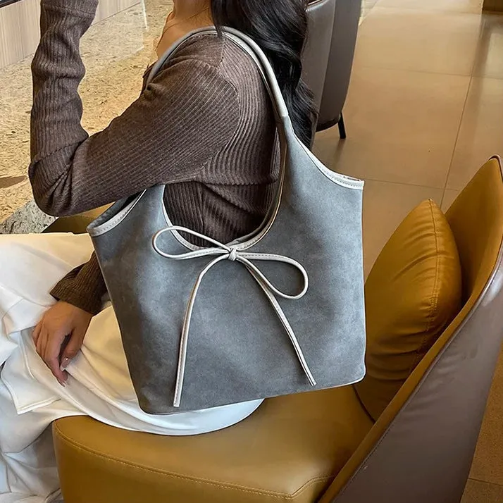 Ribbon Suede Tote