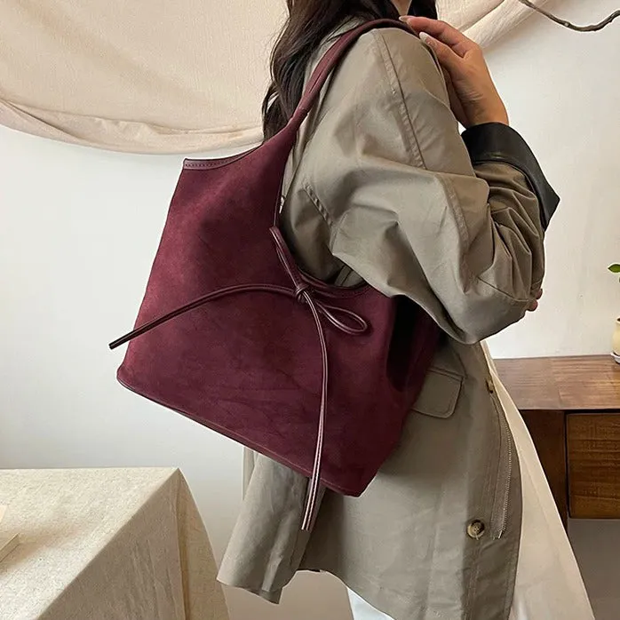Ribbon Suede Tote