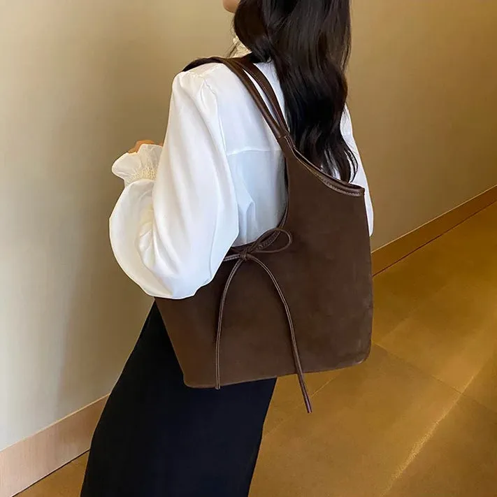 Ribbon Suede Tote