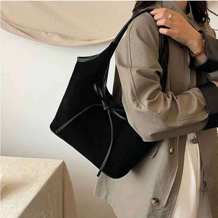 Ribbon Suede Tote