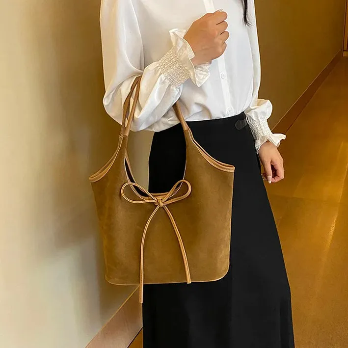 Ribbon Suede Tote
