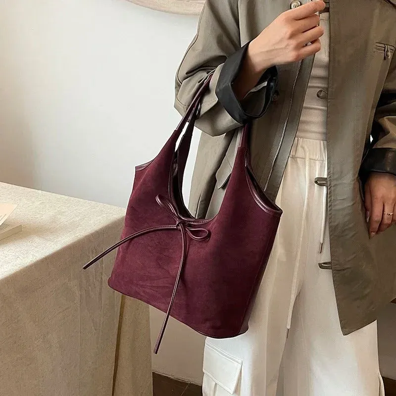 Ribbon Suede Tote