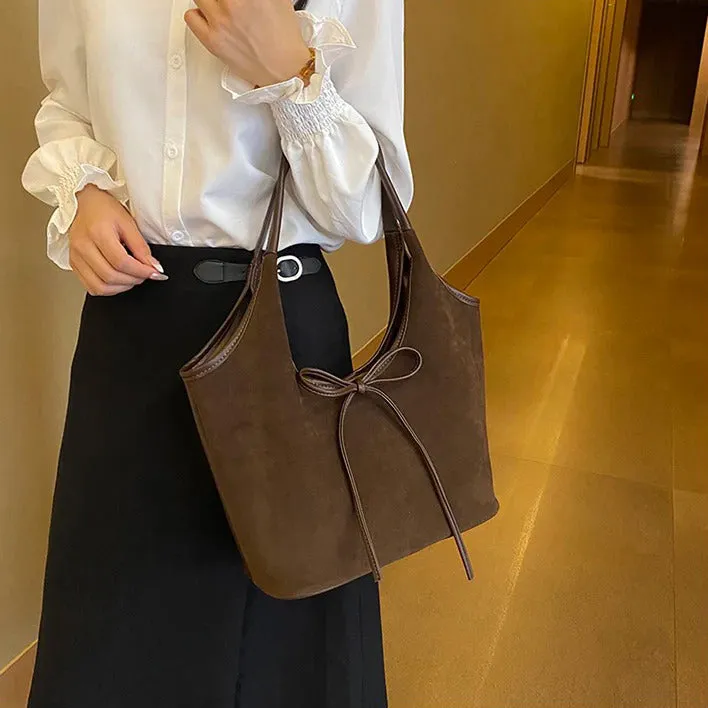Ribbon Suede Tote
