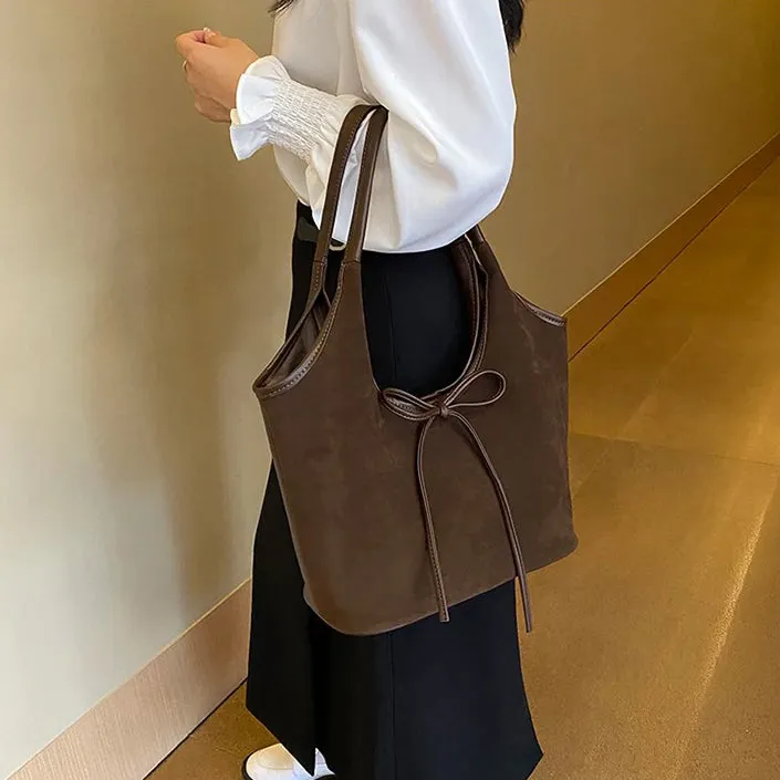 Ribbon Suede Tote